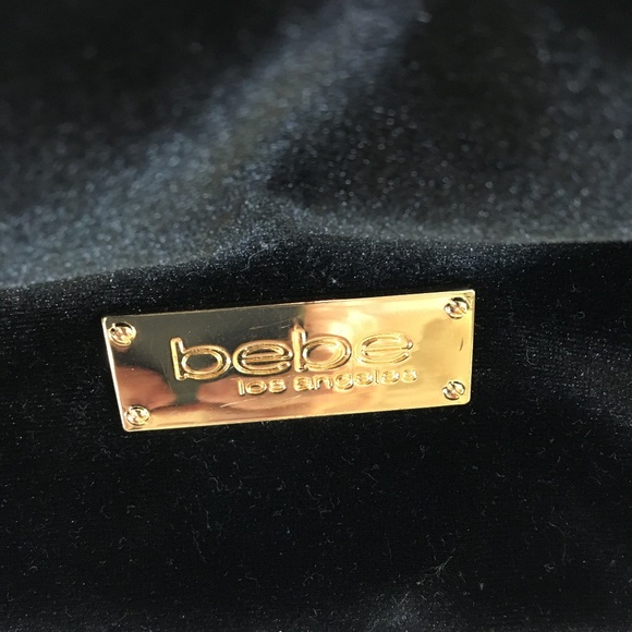 SOLD - Bebe Black Velour & Gold Stud Backpack - Picture 5 of 8